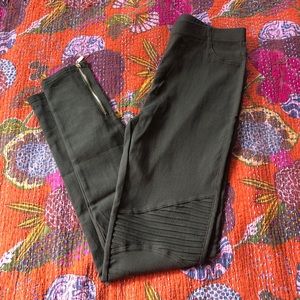Olive Green Moto Leggings with ankle zippers